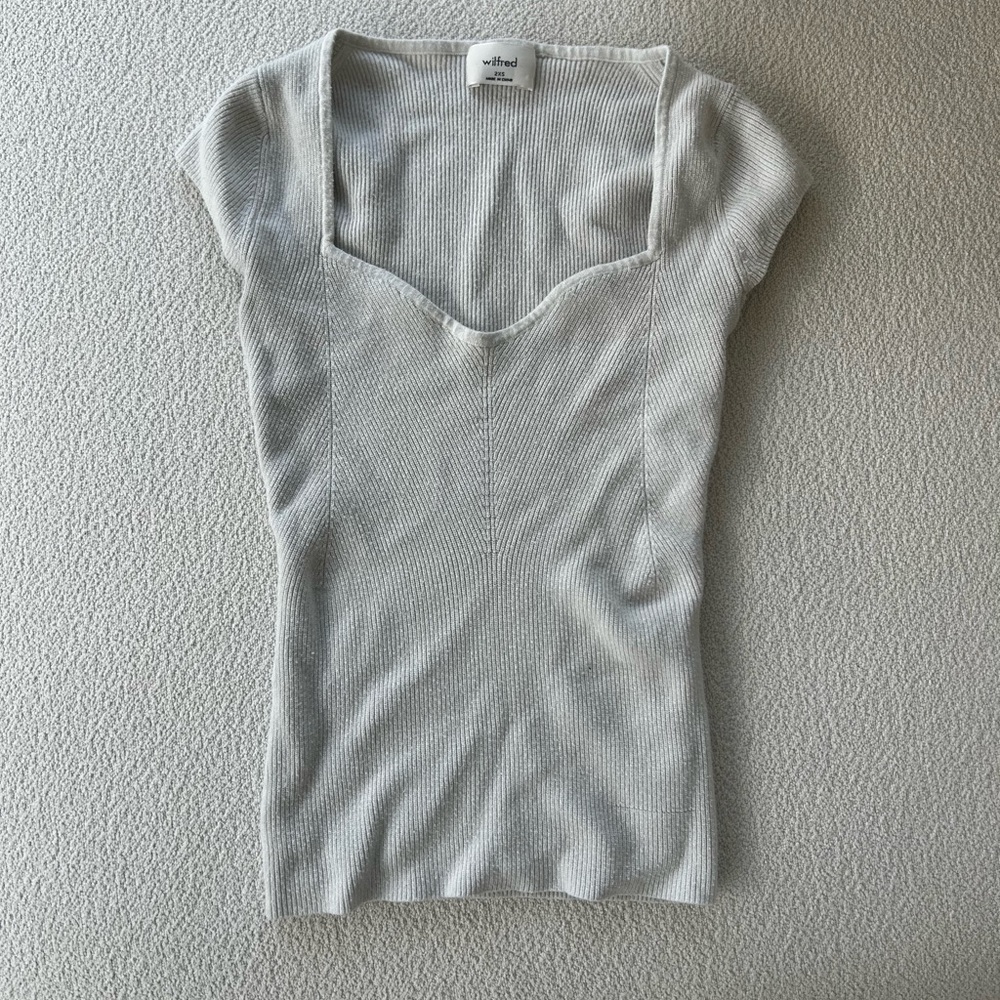 Wilfred Gray Ribbed Knit Top - Picture 2 of 5